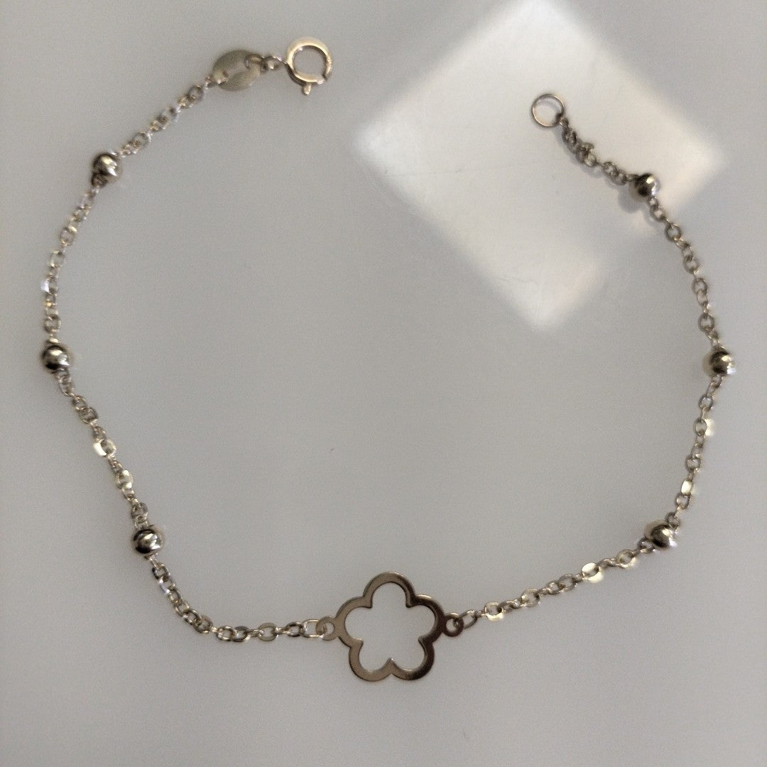 PULSERA TEJIDO ESPECIAL CON FLOR 14K 18 CM 1.6 GR (NUEVO)
