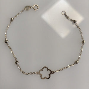 PULSERA TEJIDO ESPECIAL CON FLOR 14K 18 CM 1.6 GR (NUEVO)