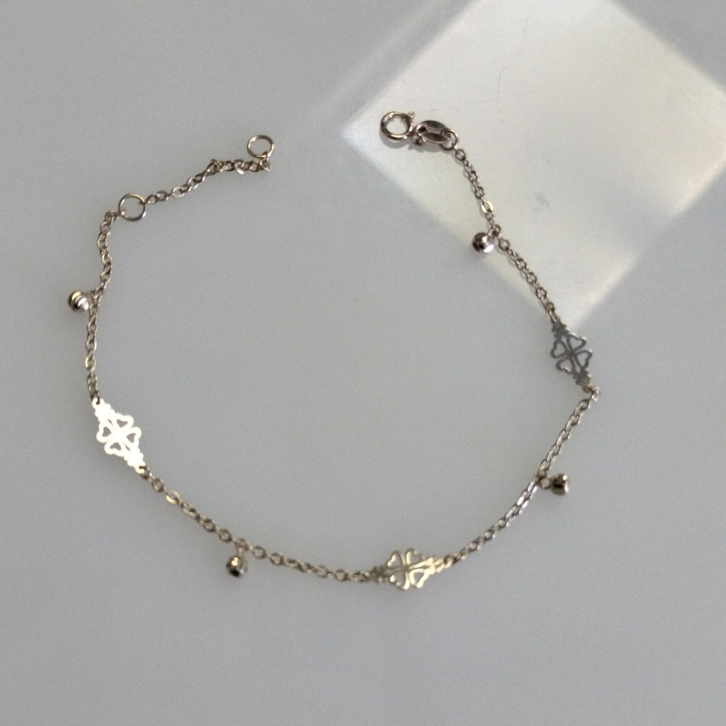 PULSERA ESPECIAL CON TREBOL 14K 18 CM 1.8 GR (NUEVO)