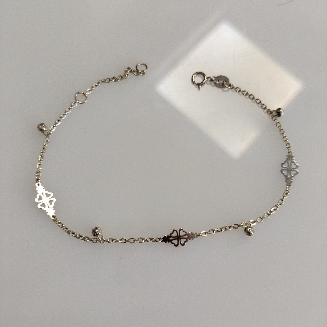 PULSERA ESPECIAL CON TREBOL 14K 18 CM 1.8 GR (NUEVO)