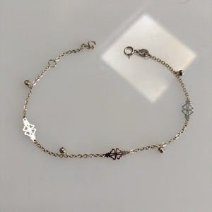 PULSERA ESPECIAL CON TREBOL 14K 18 CM 1.8 GR (NUEVO)