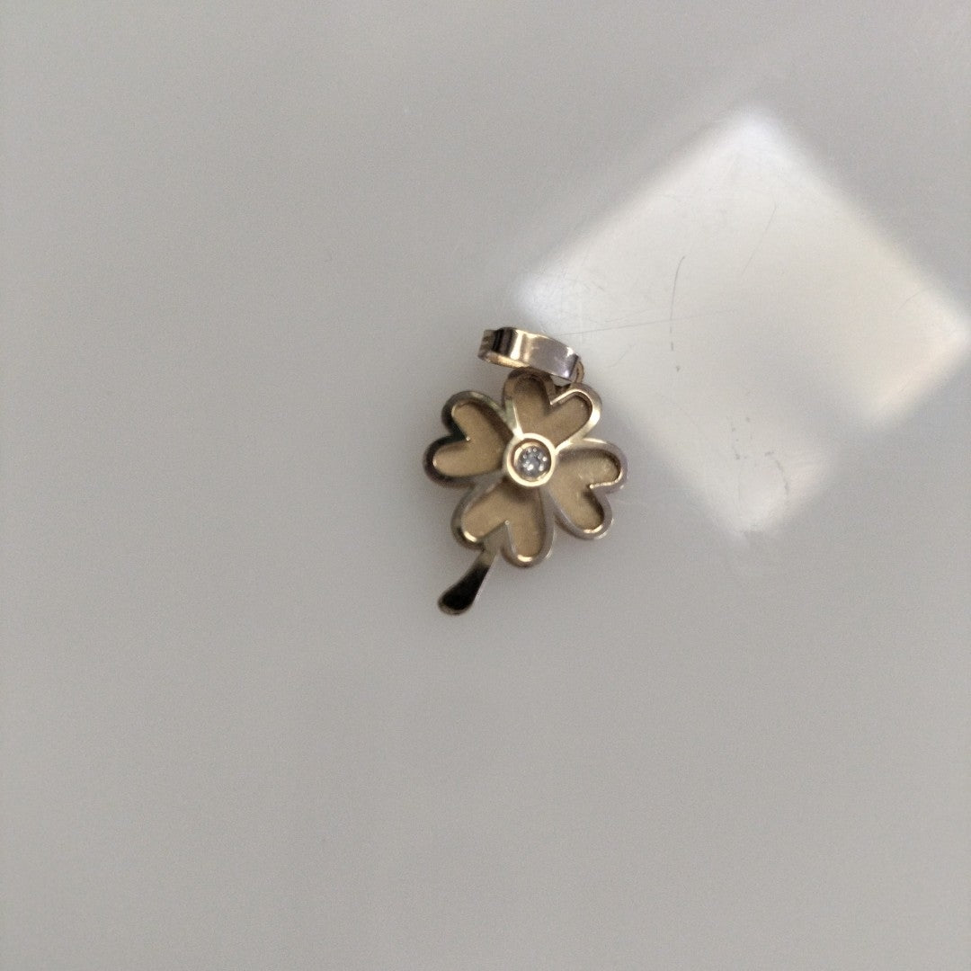 DIJE FIG TREBOL C CIRCONIA 14K 0.8 GR (NUEVO)