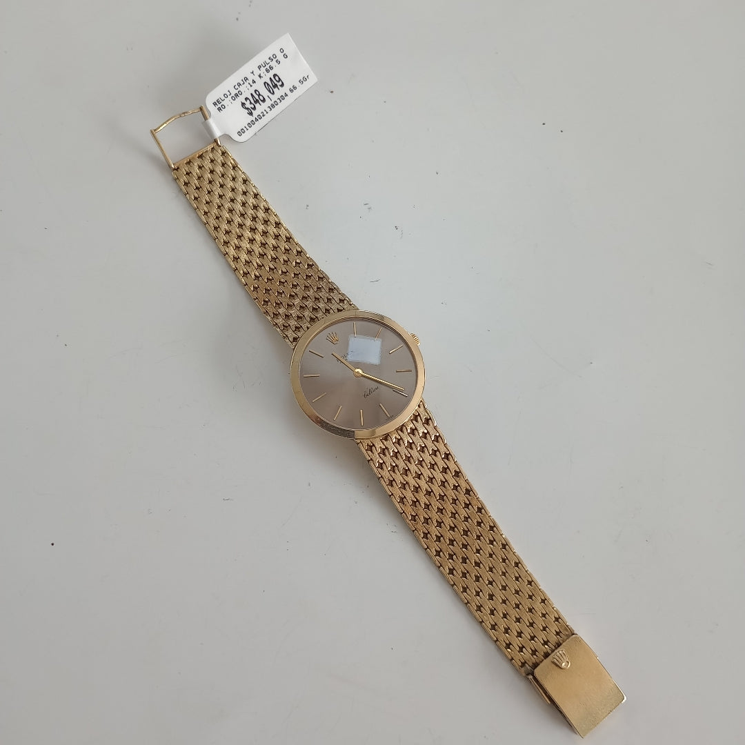 RELOJ CAJA Y PULSO ORO ORO 14 K 66.5 GRMS (SEMINUEVO)