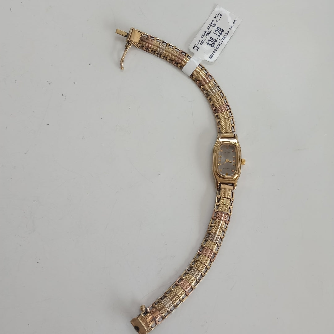 RELOJ CAJA ACERO PULSO ORO ORO 10 K 14.4 GRMS (SEMINUEVO)