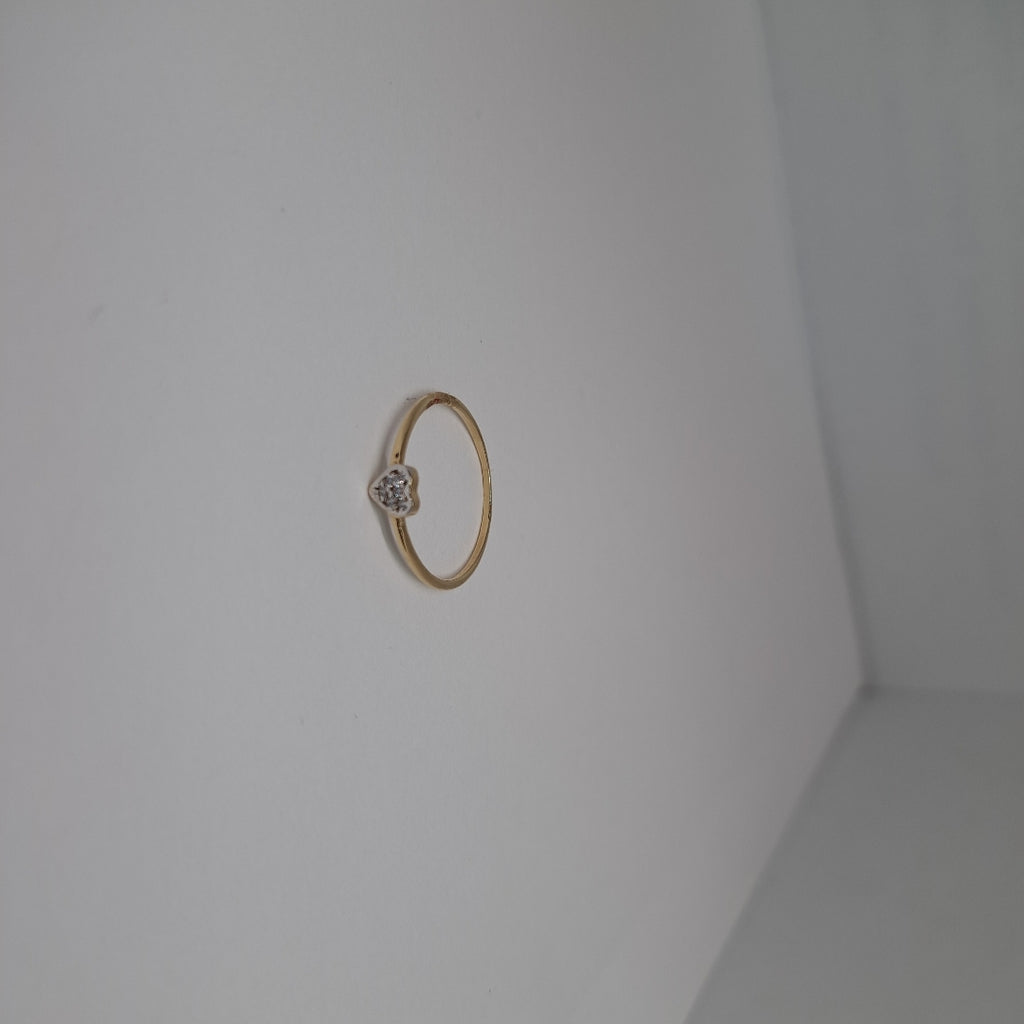 ANILLO ANILLITO CORAZON C CIRCONIA 14K 7 TALLA 0.9 GR (NUEVO)