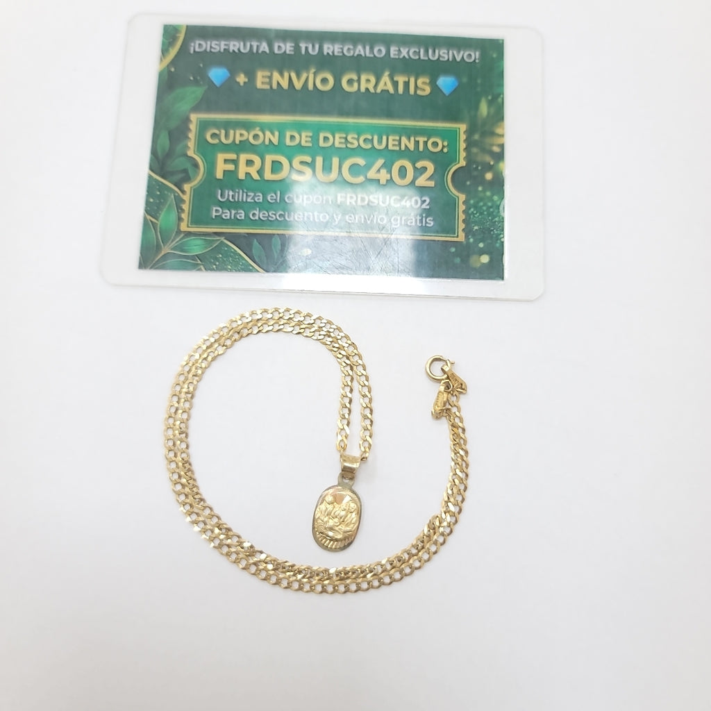 CADENA, MEDALLA RELIGIOSA ORO 10 K 3.4 GRMS (SEMINUEVO)