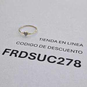 ANILLO ANILLITO CORAZON C CIRCONIA 14K 7 TALLA 0.8 GR (NUEVO)