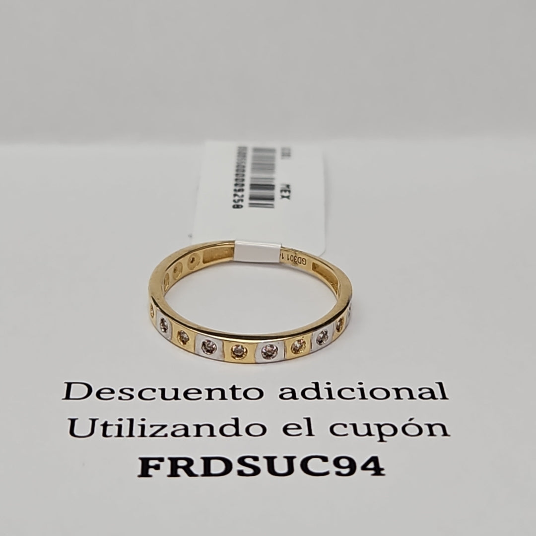 ANILLO ANILLITO C CIRCONIAS COMBINADO 14K 8 TALLA 2 GR (NUEVO)