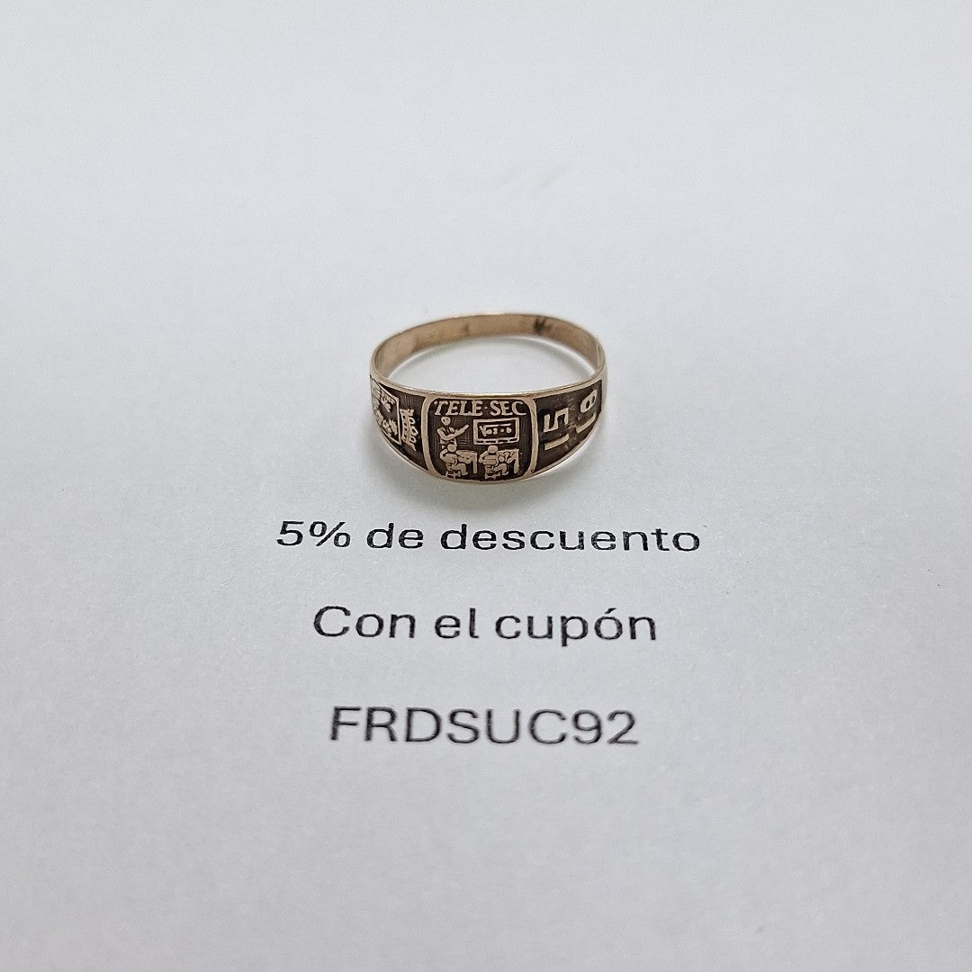 ANILLO DE GRADUACIÓN ORO 8 K 1.2 GRMS (SEMINUEVO)