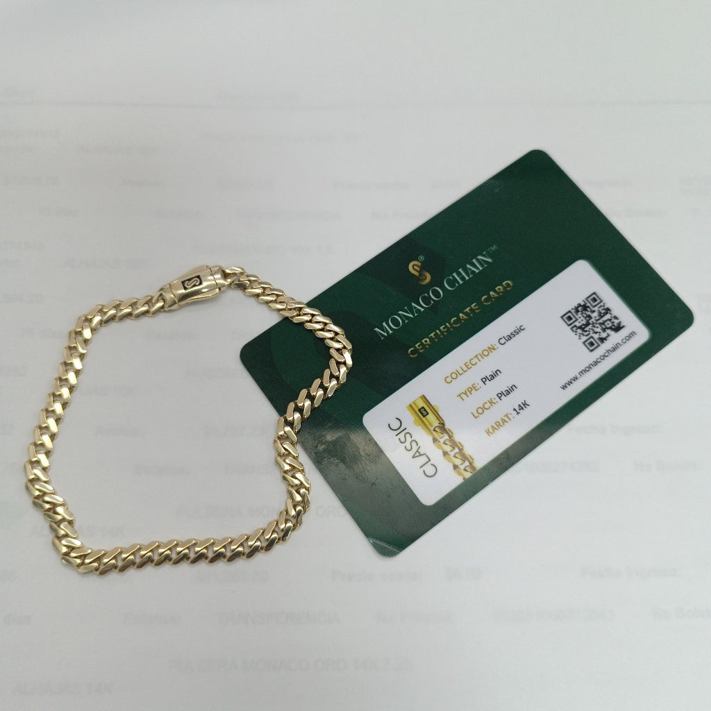 PULSERA CABALLERO MONACO ORO 14K 5.9 (NUEVO)