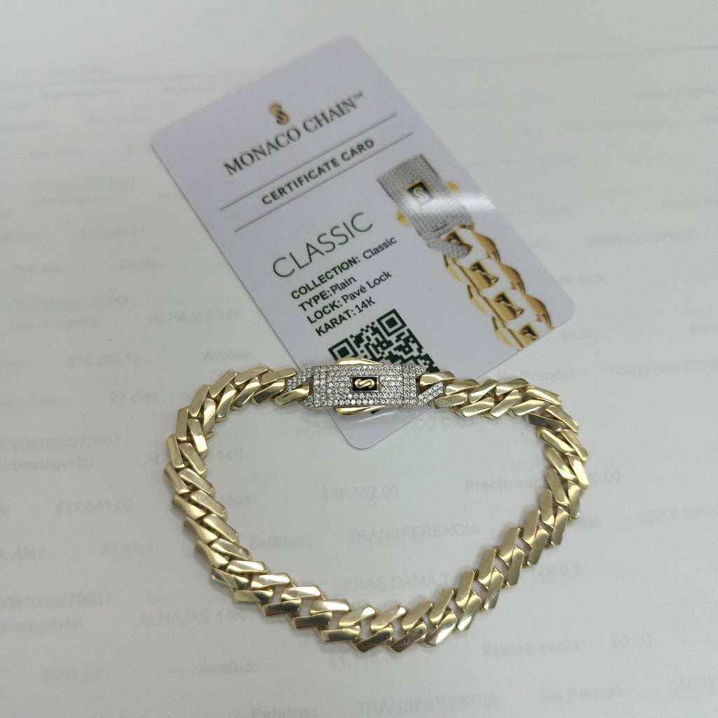 PULSERA CABALLERO MONACO ORO 14K 10.9 (NUEVO)