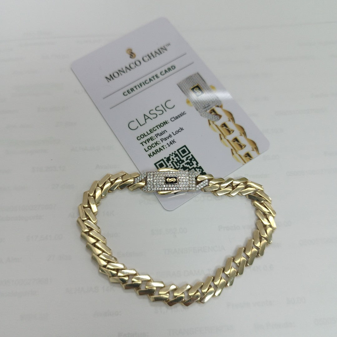 PULSERA CABALLERO MONACO ORO 14K 10.9 (NUEVO)