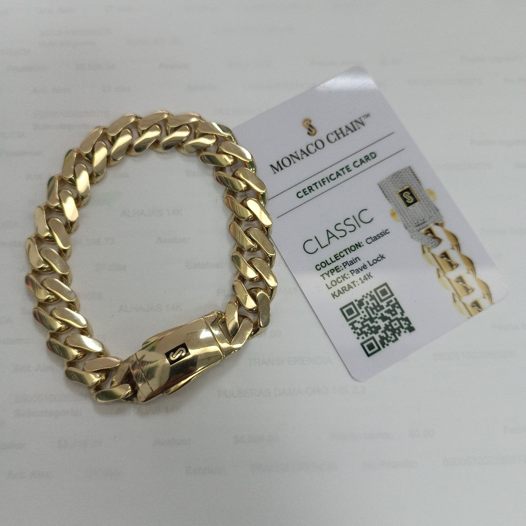 PULSERA CABALLERO MONACO ORO 14K 23.1 (NUEVO)