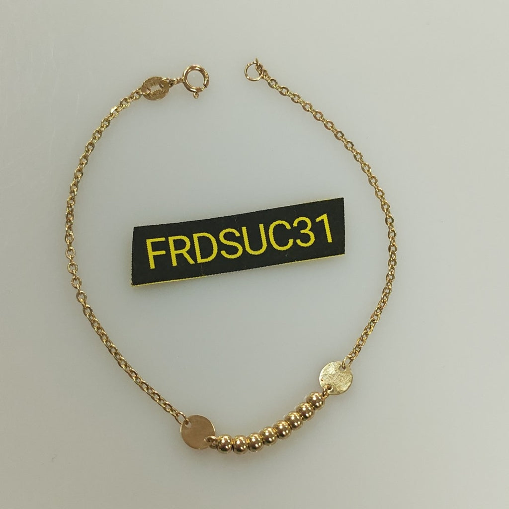 PULSERA TEJIDO ESPECIAL CON BOLITAS 14K 18 CM 1.8 GR (NUEVO)