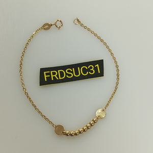 PULSERA TEJIDO ESPECIAL CON BOLITAS 14K 18 CM 1.8 GR (NUEVO)
