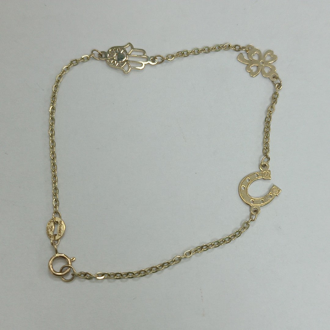PULSERA TEJIDO ESPECIAL DE LA SUERTE 14K 18 CM 1.5 GR PLL 33 (NUEVO)