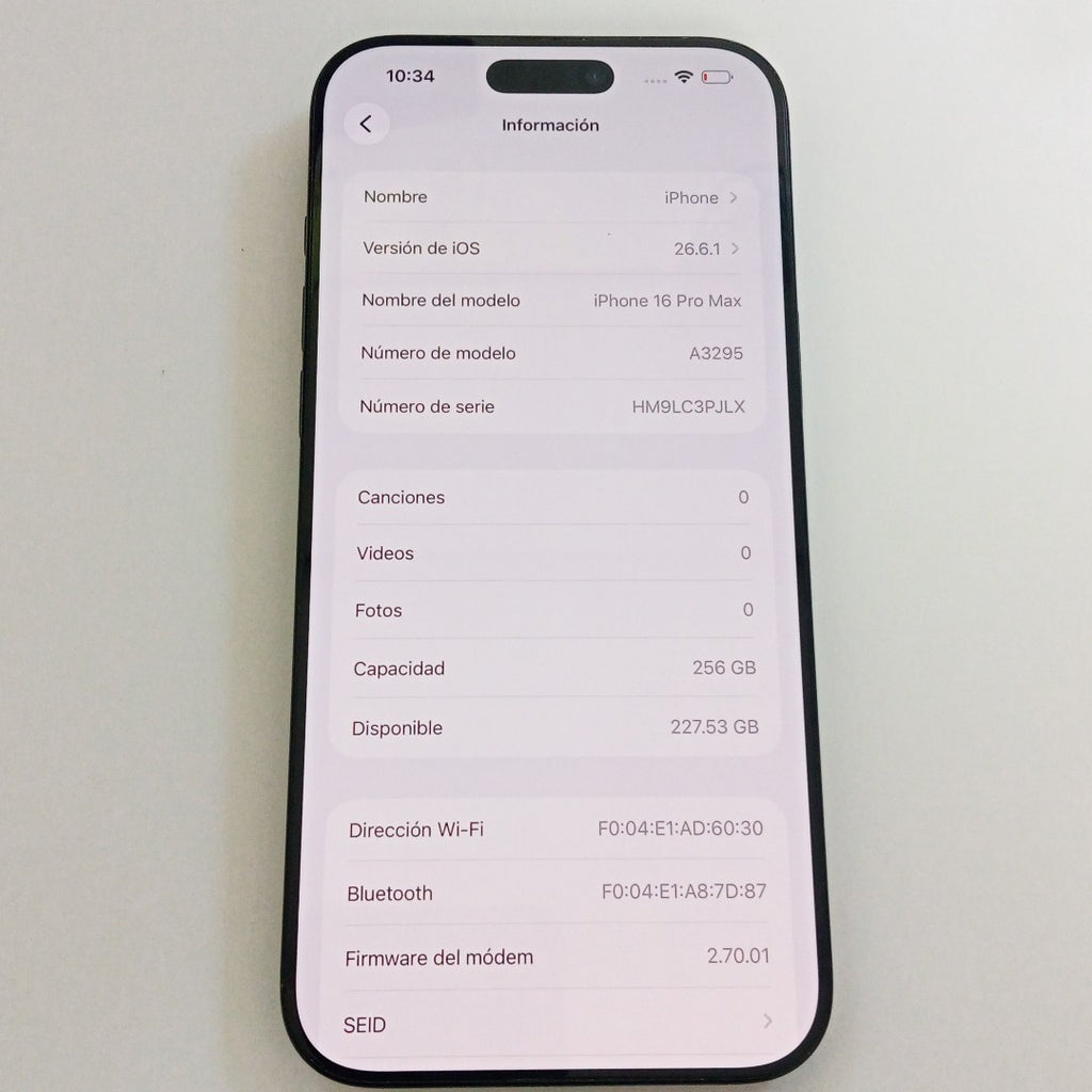 CELULAR APPLE IPHONE 16 PRO MAX A3295 (2024) 256 GB 8 GB RAM (SEMINUEVO)