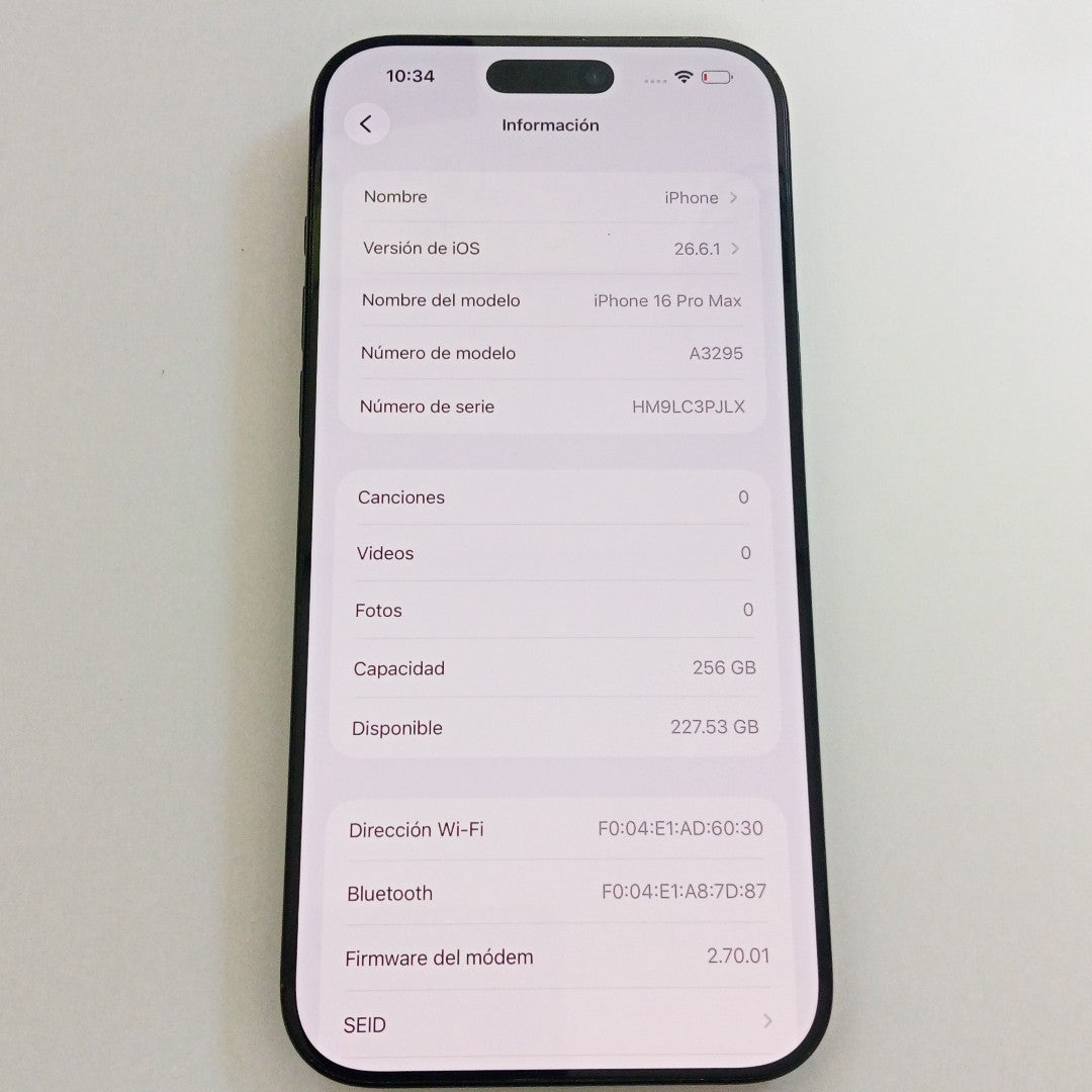 CELULAR APPLE IPHONE 16 PRO MAX A3295 (2024) 256 GB 8 GB RAM (SEMINUEVO)