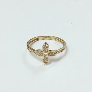 ANILLO ANILLITO FLOR C CIRCONIAS 14K 9 TALLA 2 GR (NUEVO)