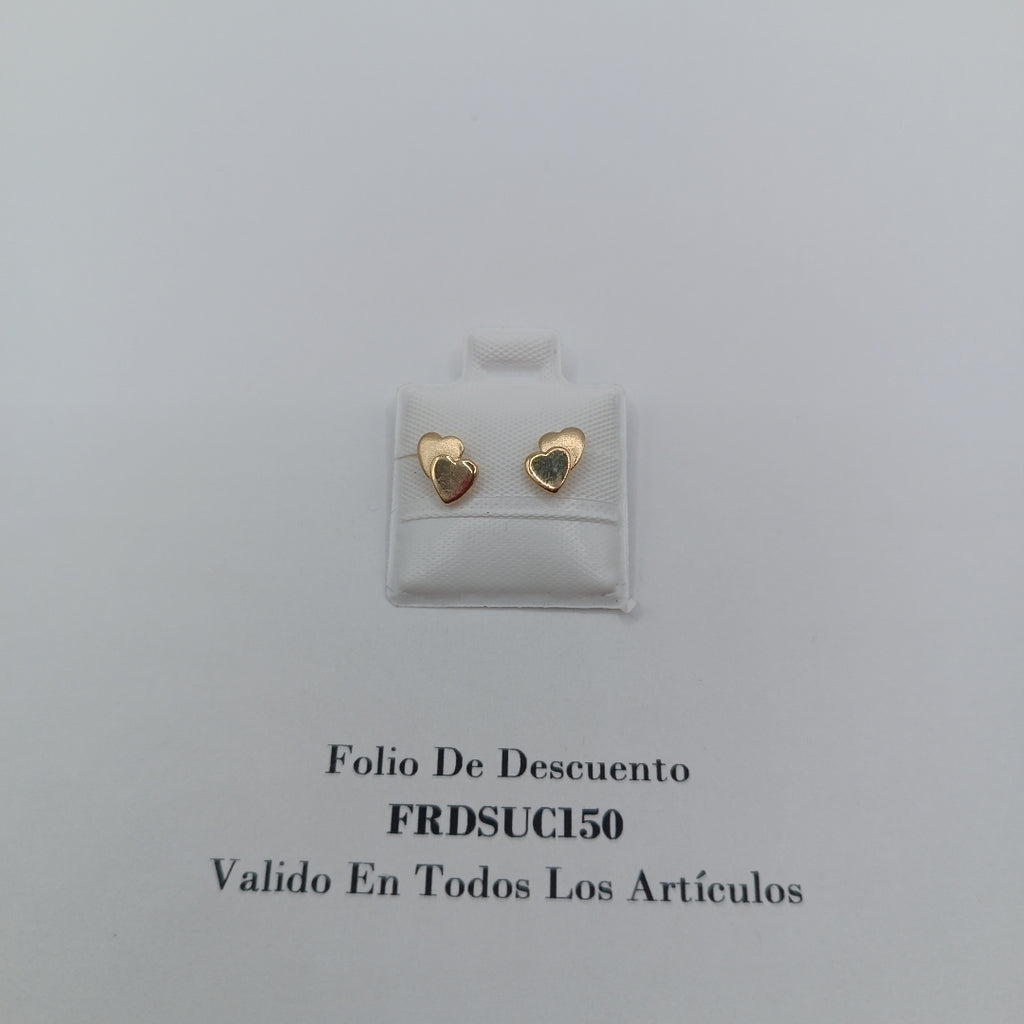 BROQUELES BROQUEL CORAZON DOBLE 14K 0.2171 GR (NUEVO)