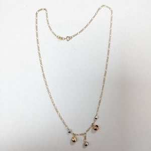 CADENA GARGANTILLA 3X1 CON ESFERAS COMBINADAS 14K 45 CM 3 GR (NUEVO)
