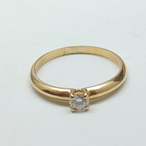 ANILLO SOLITARIO CON DIAMANTE CORTE BRILLANTE 0.16CTS LM SI2, 14K 1.7 G (NUEVO)