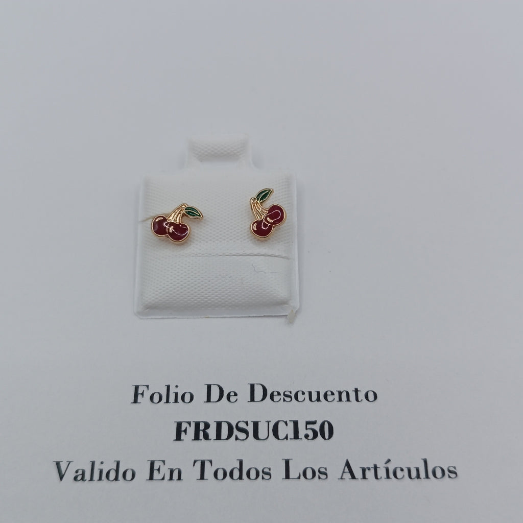 BROQUELES BROQUE FIG CEREZA C ESMALTE 14K 0.2203 GR (NUEVO)