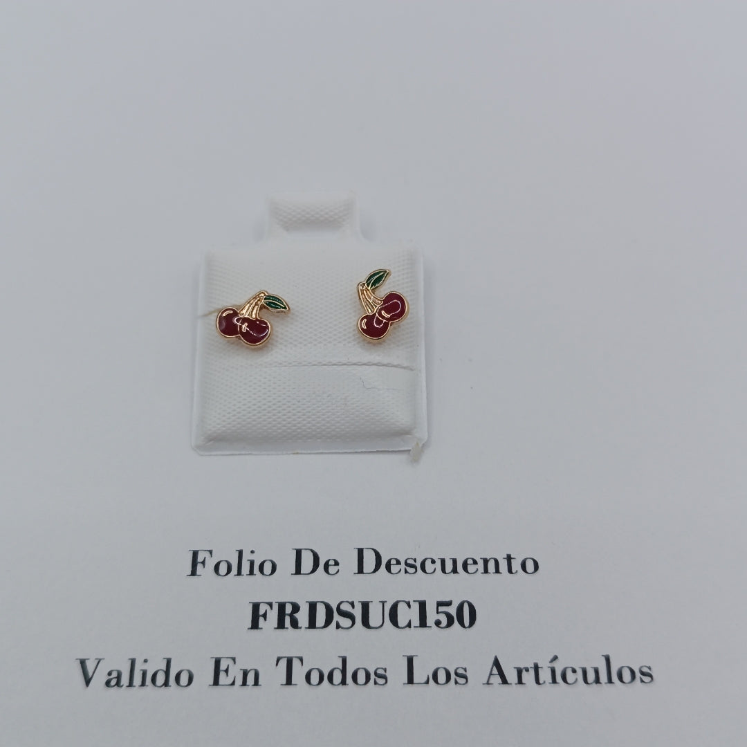 BROQUELES BROQUE FIG CEREZA C ESMALTE 14K 0.2203 GR (NUEVO)