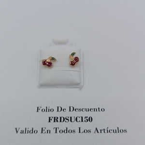 BROQUELES BROQUE FIG CEREZA C ESMALTE 14K 0.2203 GR (NUEVO)