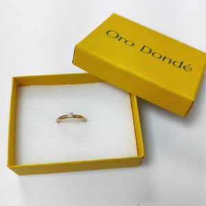 ANILLO SOLITARIO CON DIAMANTE CORTE BRILLANTE 0.16CTS LM SI2, 14K 1.7 G (NUEVO)