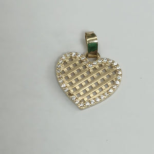 DIJE CORAZON CON CIRCONIAS 14K 1.1 GR DCR 04 (NUEVO)