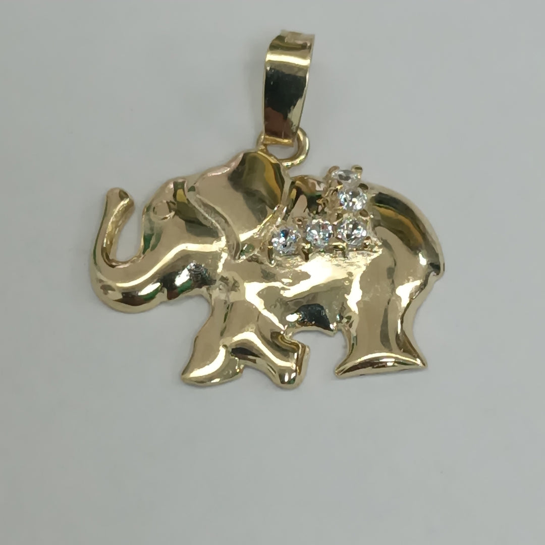 DIJE ELEFANTE CON CIRCONIAS 14K 1.4 GR DA 2 (NUEVO)