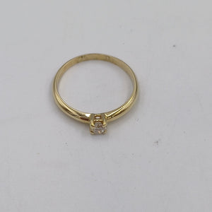 ANILLO SOLITARIO CON DIAMANTE CORTE BRILLANTE 0.16CTS LM SI2, 14K 1.8 G (NUEVO)