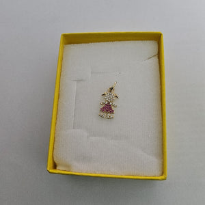 DIJE NIÑA CON CIRCONIAS Y PIEDRAS DE COLOR 10K 1.1 GR (NUEVO)