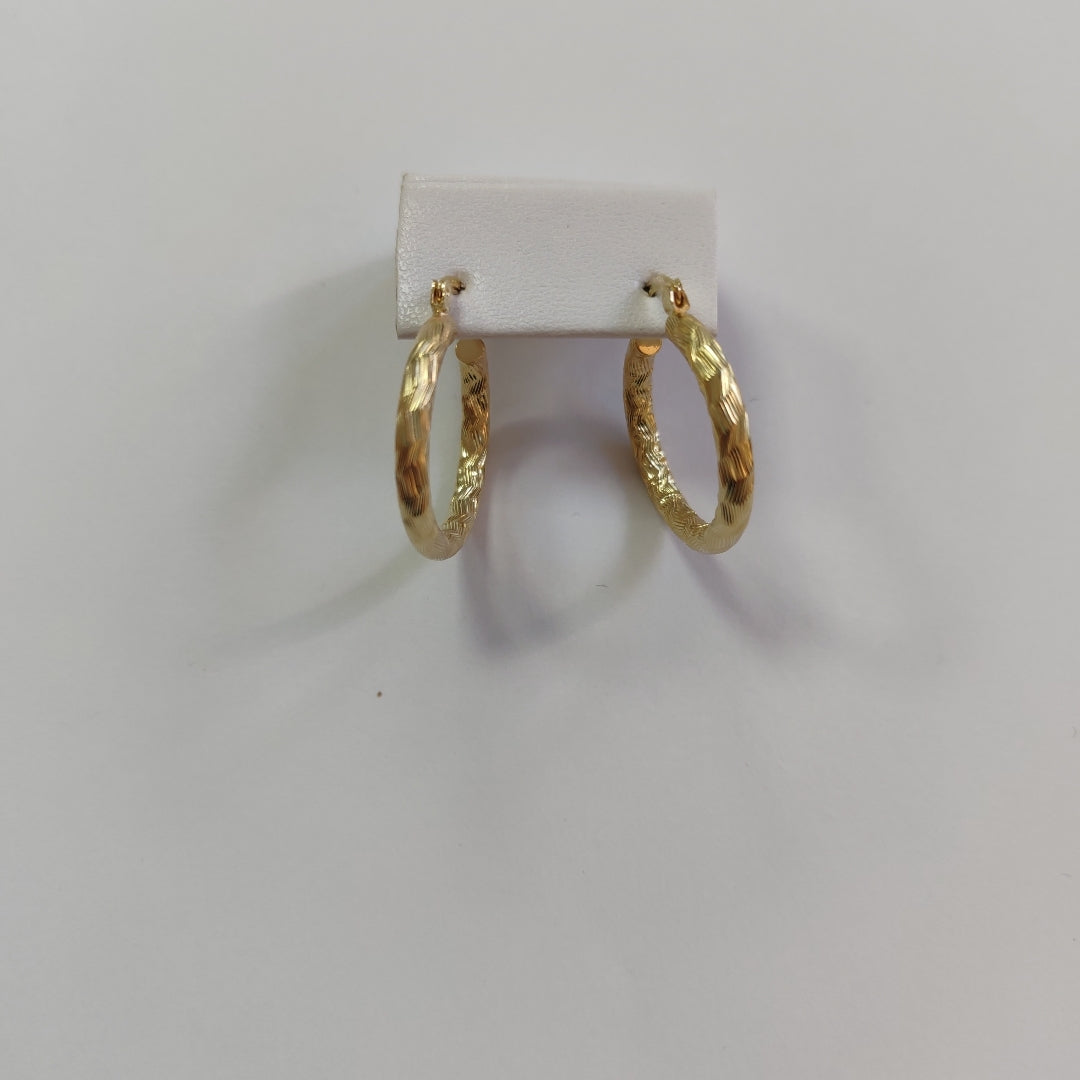 ARETES TEJIDO ARRACADA LABRADA 14K 2.5 GR (NUEVO)