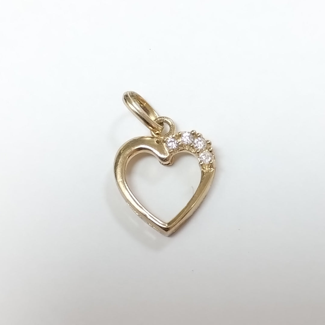 DIJE CORAZON CON CIRCONIAS 14K 1.4 GR (NUEVO)