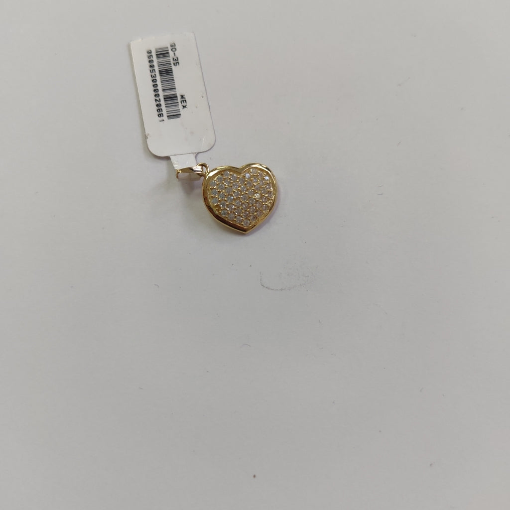 DIJE TEJIDO CORAZON CON CIRCONIAS 14K 1.8 GR (NUEVO)