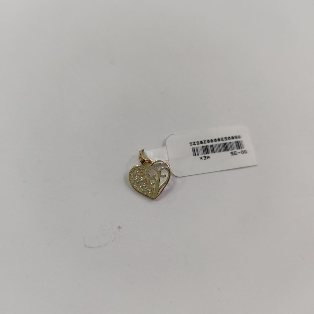 DIJE TEJIDO CORAZON CON CIRCONIAS Y ARBOL DE LA VIDA 14K 0.8 GR (NUEVO)