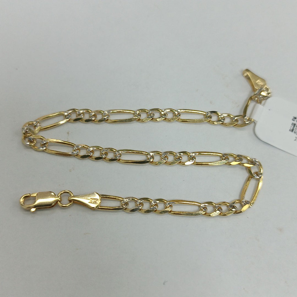 PULSERA TEJIDO 3X1 DIAMANTADA 10K 21CM 4.5GR FIGEROPAVE100 (NUEVO)