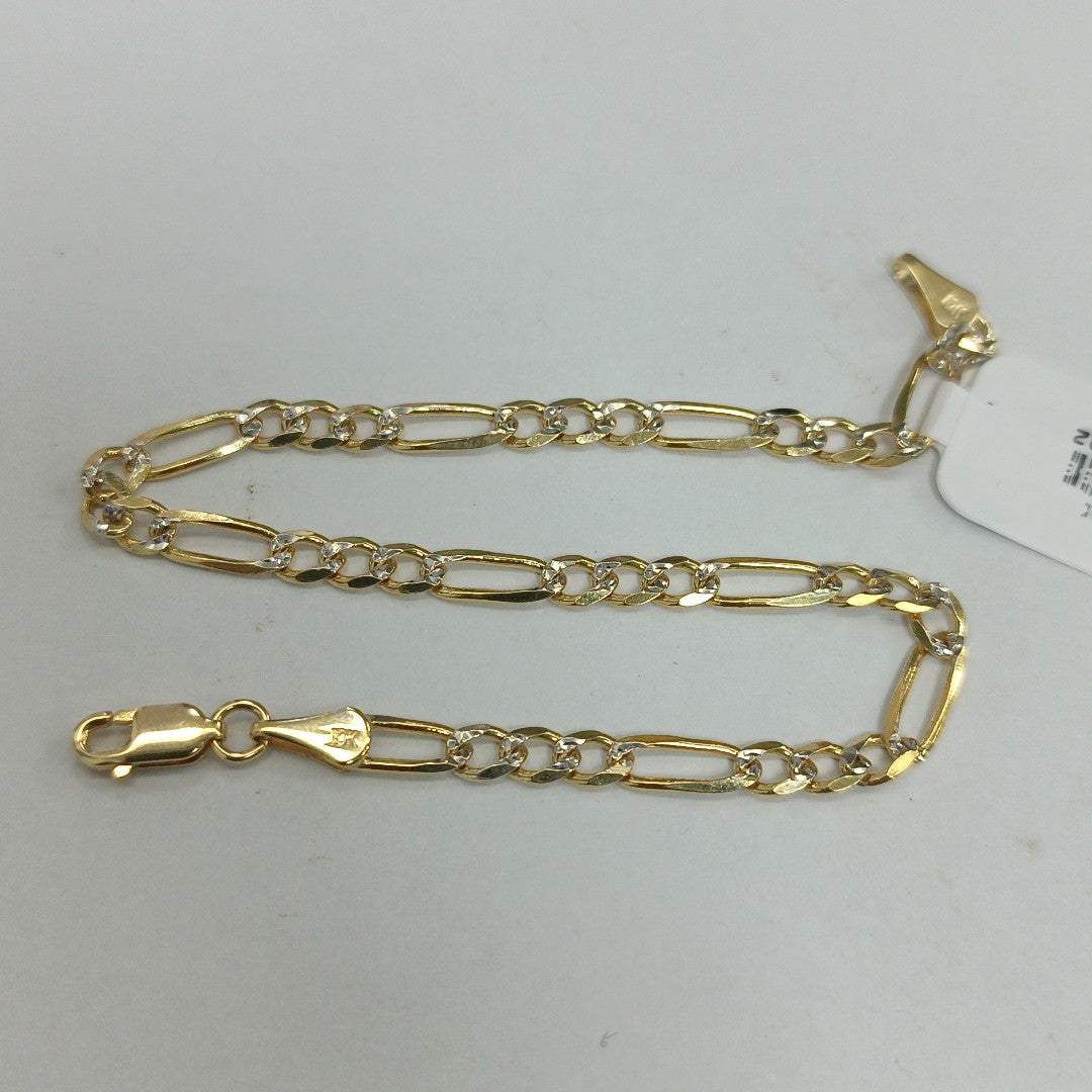 PULSERA TEJIDO 3X1 DIAMANTADA 10K 21CM 4.5GR FIGEROPAVE100 (NUEVO)