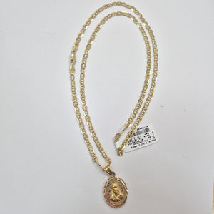 CADENA,MEDALLA RELIGIOSA ORO 14 K 13,00 GRMS (SEMINUEVO)