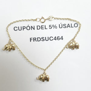 PULSERA ESPECIAL CON DIJES ELEFANTES 10K 18 CM 2.2 GR (NUEVO)