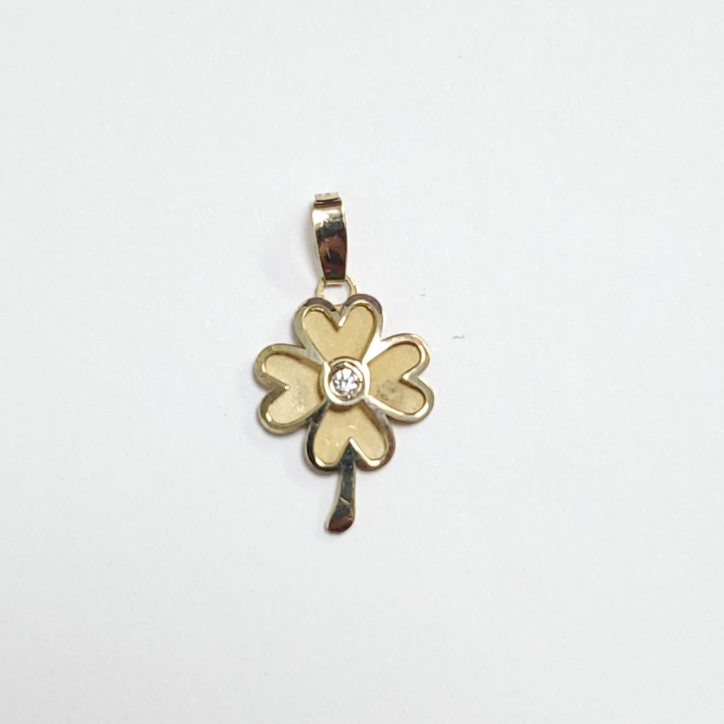 DIJE FIG TREBOL C CIRCONIA 14K 0.8 GR (NUEVO)