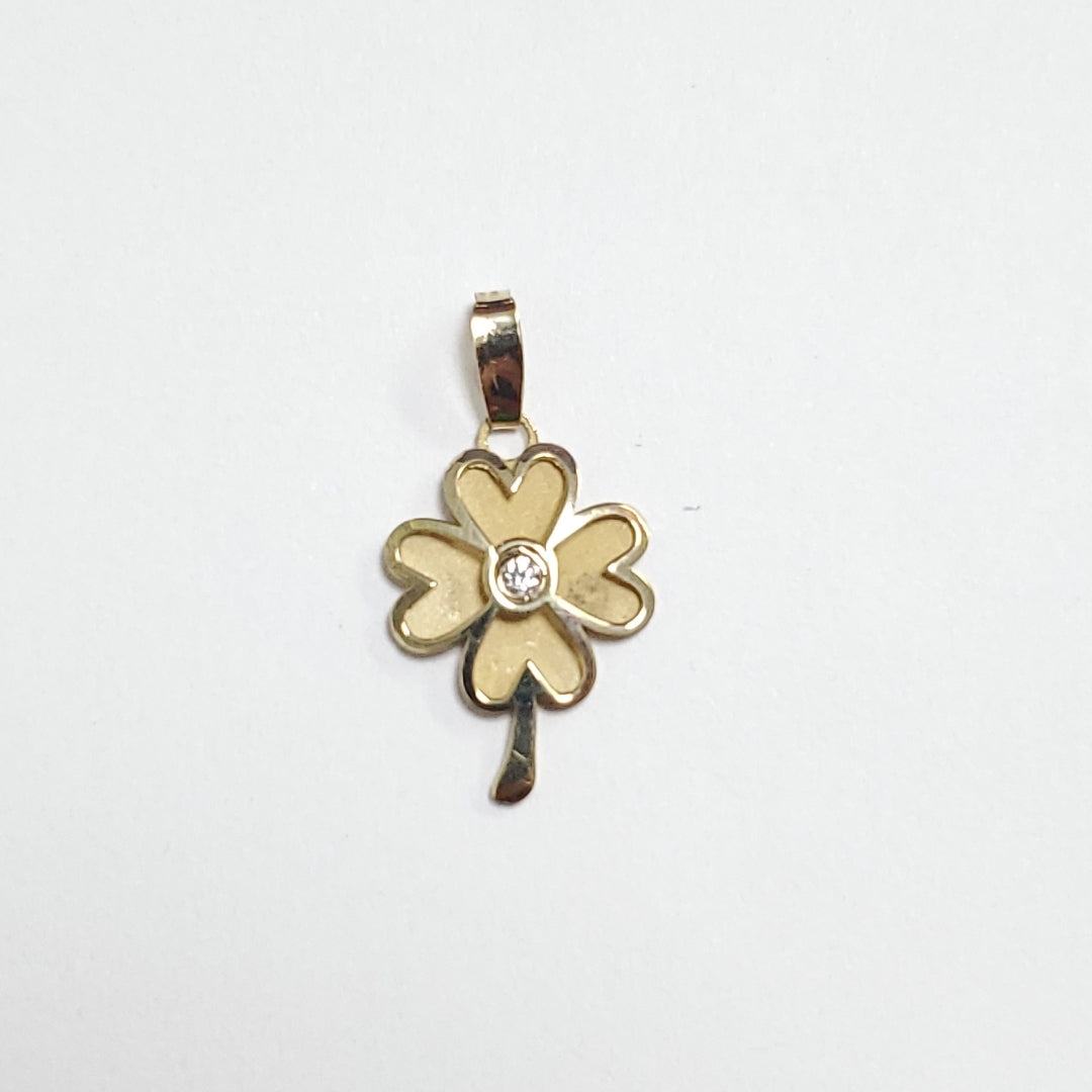 DIJE FIG TREBOL C CIRCONIA 14K 0.8 GR (NUEVO)