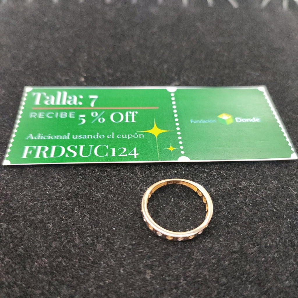 ANILLO ANILLITO C CIRCONIAS COMBINADO 14K 7 TALLA 2 GR (NUEVO)