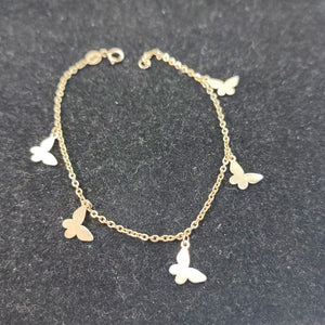 PULSERA ESPECIAL CON MARIPOSAS 14K 18 CM 2.1 GR (NUEVO)