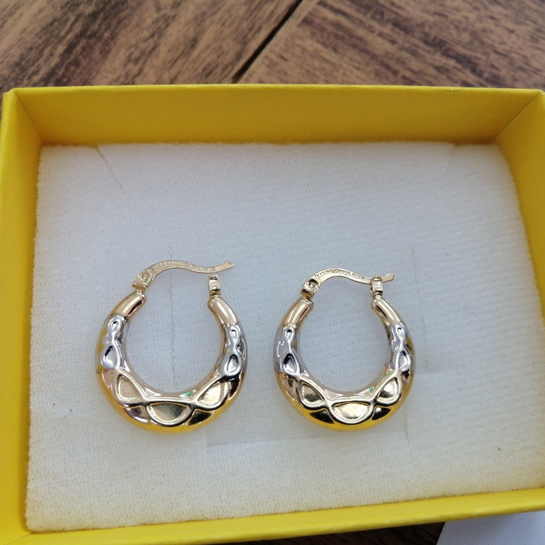 ARETES ARRACADAS COMBINADAS CON INFINITO 14K 2.1 GR (NUEVO)