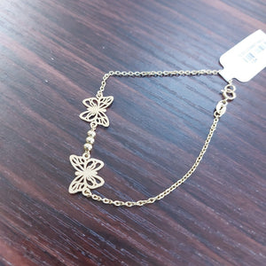 PULSERA TEJIDO ESPECIAL CON FIGURAS MARIPOSAS 14K 18 CM 2 GR PLL 30 (NUEVO)