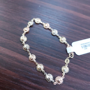 PULSERA TEJIDO ESPECIAL CON FIGURA SOLES COMBINADO 14K 18 CM 2.8 GR PTR14 (NUEVO)