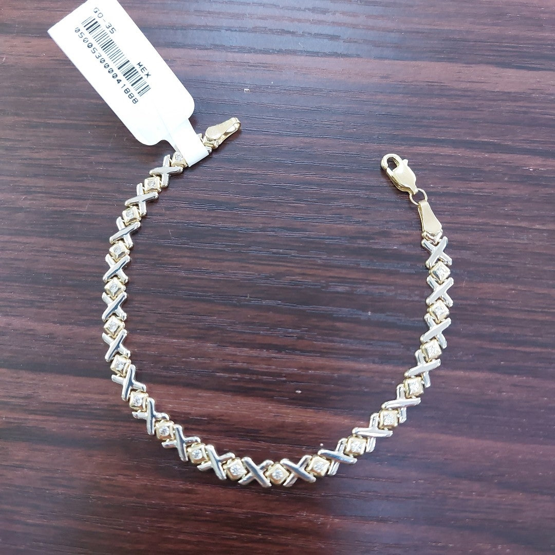 PULSERA TEJIDO XOXO COMBINADO 14K 18 CM 8.6 GR BS 21 (NUEVO)